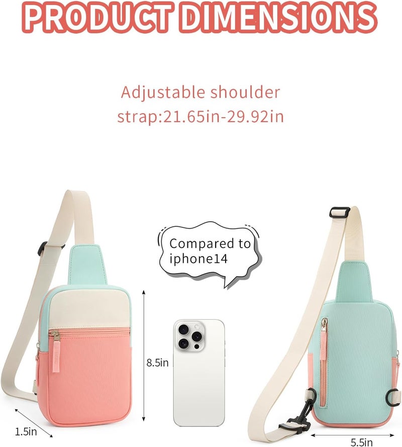 cotmcor Store Valentines Day Gifts for Kids: Fanny Pack Birthday Gift for 8 9 10 11 12 Year Old Teen Girls Trendy Stuff, Preppy Colorblock Crossbody Bag Adjustable Sling Belt Bags Purse for Travel Outdoor - Image 5